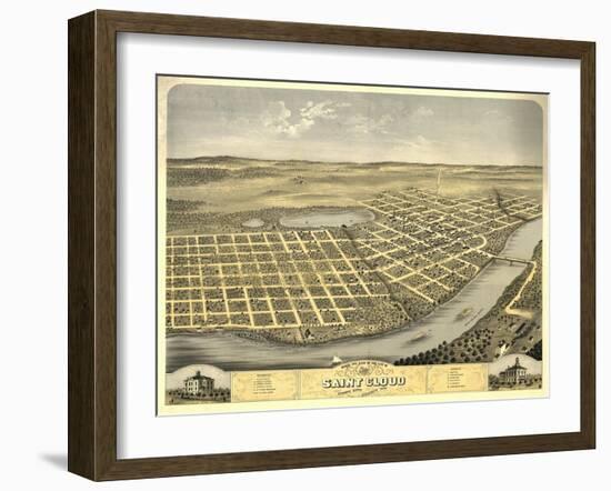 Saint Cloud, Minnesota - Panoramic Map-Lantern Press-Framed Art Print