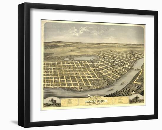 Saint Cloud, Minnesota - Panoramic Map-Lantern Press-Framed Art Print