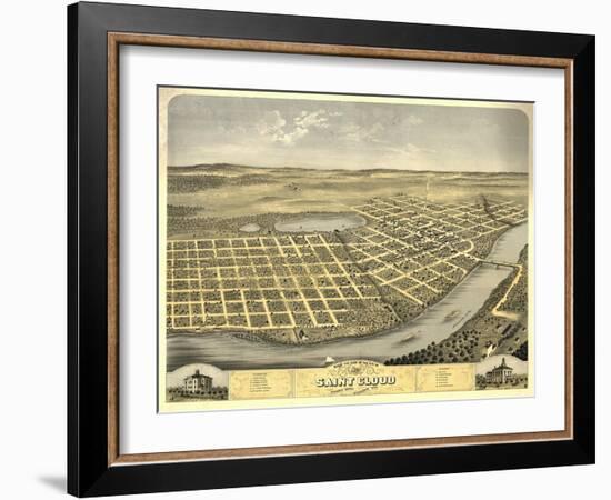 Saint Cloud, Minnesota - Panoramic Map-Lantern Press-Framed Art Print