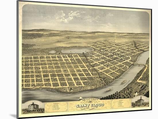 Saint Cloud, Minnesota - Panoramic Map-Lantern Press-Mounted Art Print