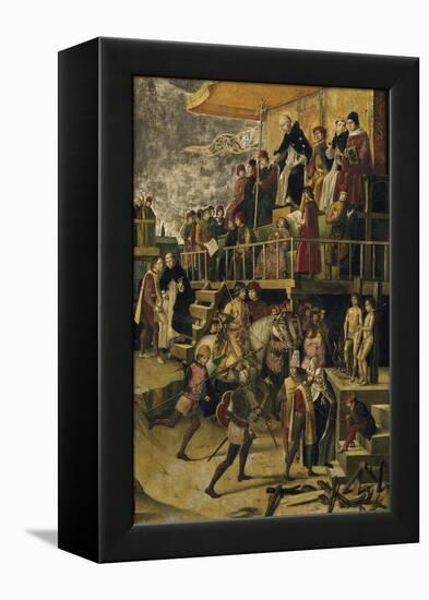 Saint Dominic Presides over an Auto Da Fe, C. 1495-Pedro Berruguete-Framed Premier Image Canvas