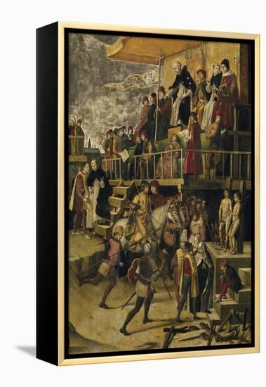 Saint Dominic Presides over an Auto Da Fe, C. 1495-Pedro Berruguete-Framed Premier Image Canvas