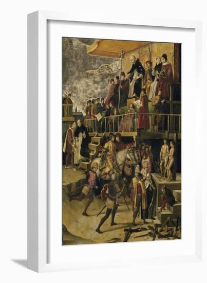 Saint Dominic Presides over an Auto Da Fe, C. 1495-Pedro Berruguete-Framed Giclee Print