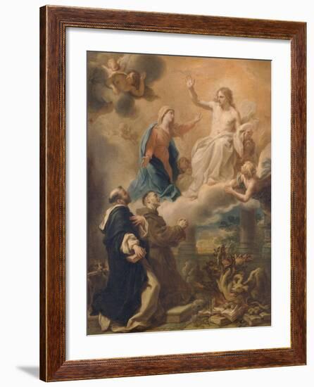 Saint Dominique et saint François implorant le Christ avec l'intercession de la Vierge-Pietro Bianchi-Framed Giclee Print