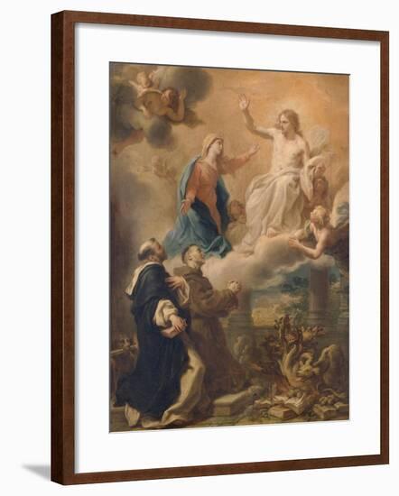 Saint Dominique et saint François implorant le Christ avec l'intercession de la Vierge-Pietro Bianchi-Framed Giclee Print