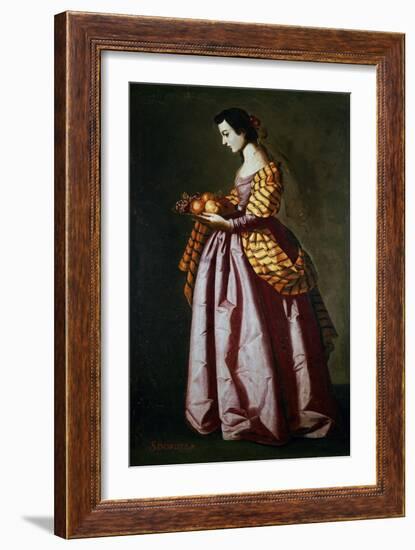 Saint Dorothy, 1640-50 (Oil on Canvas)-Francisco de Zurbaran-Framed Giclee Print