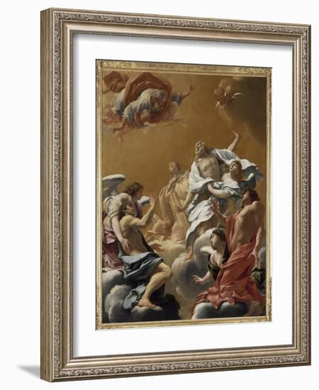 Saint Eustache et sa famille porté au ciel dit aussi L'Apothéose de saint E-Simon Vouet-Framed Giclee Print