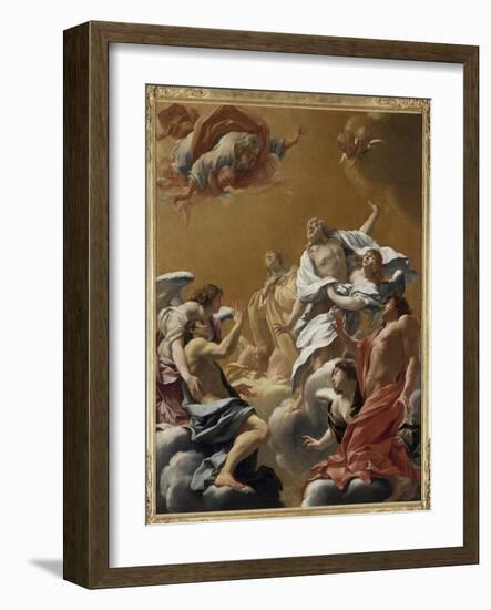 Saint Eustache et sa famille porté au ciel dit aussi L'Apothéose de saint E-Simon Vouet-Framed Giclee Print