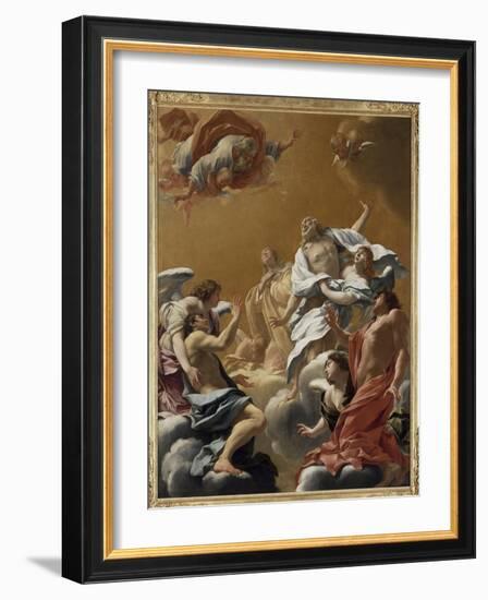 Saint Eustache et sa famille porté au ciel dit aussi L'Apothéose de saint E-Simon Vouet-Framed Giclee Print