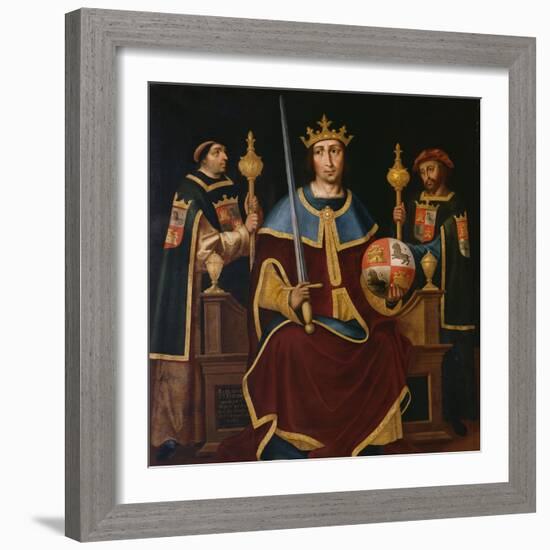 Saint Ferdinand Enthroned with Two Courtiers-Juan De juanes-Framed Giclee Print