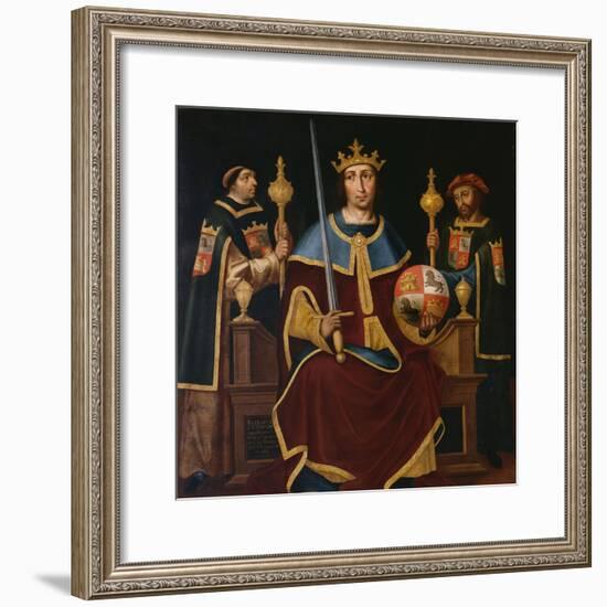 Saint Ferdinand Enthroned with Two Courtiers-Juan De juanes-Framed Giclee Print