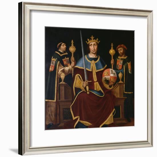 Saint Ferdinand Enthroned with Two Courtiers-Juan De juanes-Framed Giclee Print