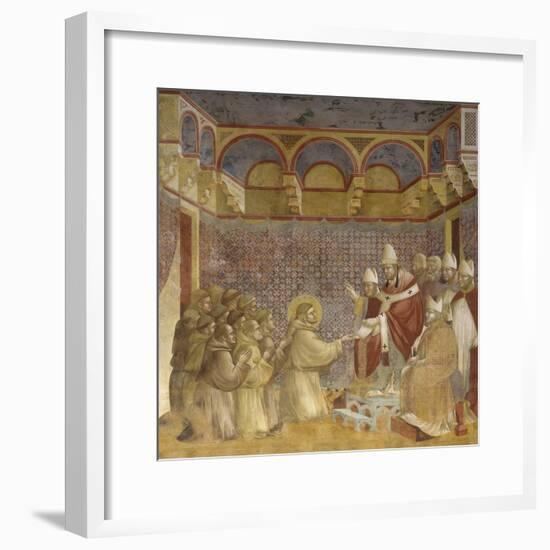 Saint Francis and Friars Receiving Franciscan Rule from Pope-Giotto-Framed Art Print