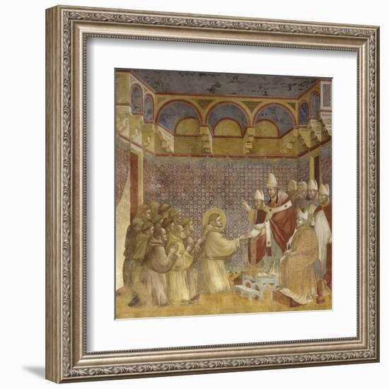 Saint Francis and Friars Receiving Franciscan Rule from Pope-Giotto-Framed Art Print