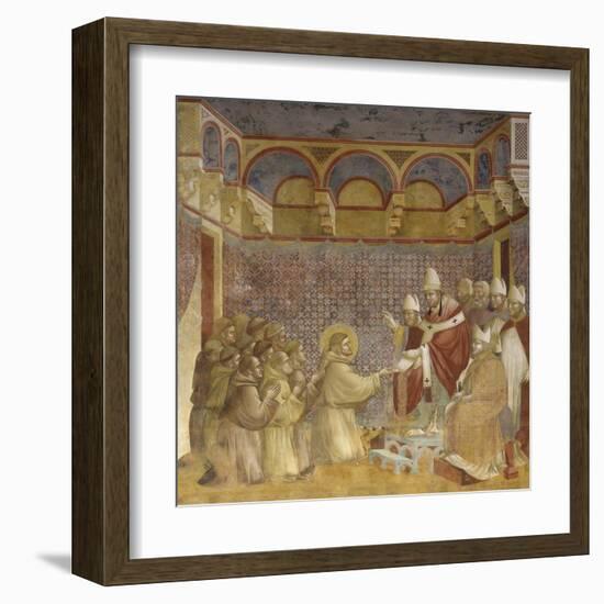 Saint Francis and Friars Receiving Franciscan Rule from Pope-Giotto-Framed Art Print