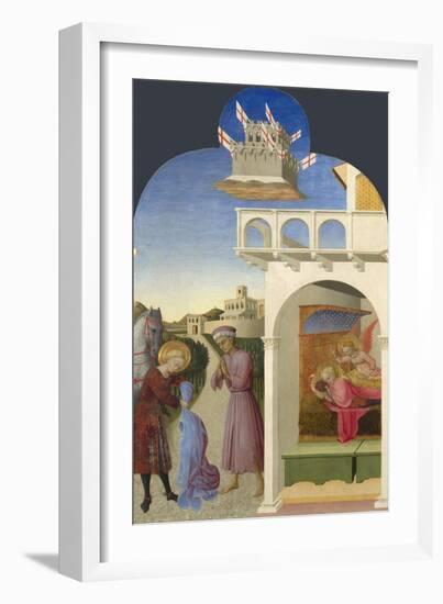 Saint Francis and the Poor Knight, and Francis's Vision, 1437-1444-Sassetta-Framed Giclee Print