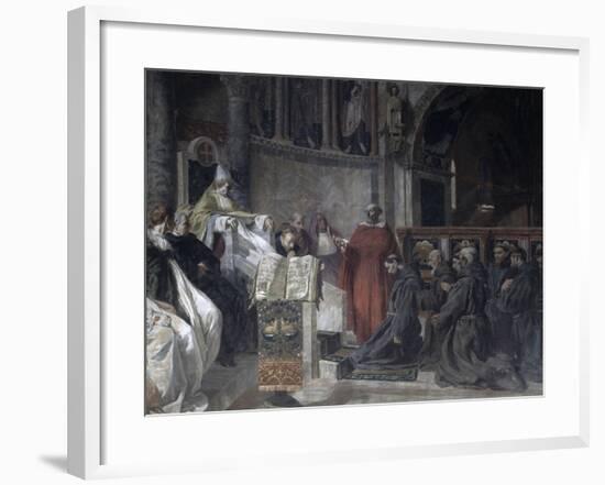 Saint Francis before Pope Innocent the Third-Vittorio Emanuele Bressanin-Framed Art Print