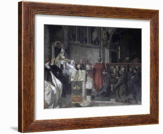 Saint Francis before Pope Innocent the Third-Vittorio Emanuele Bressanin-Framed Art Print