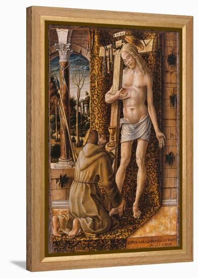 Saint Francis Catches the Blood of Christ from the Wounds, 1480-1490-Carlo Crivelli-Framed Premier Image Canvas