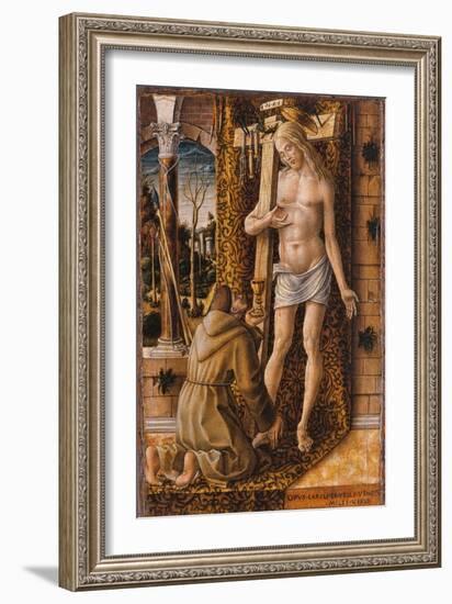 Saint Francis Catches the Blood of Christ from the Wounds, 1480-1490-Carlo Crivelli-Framed Giclee Print