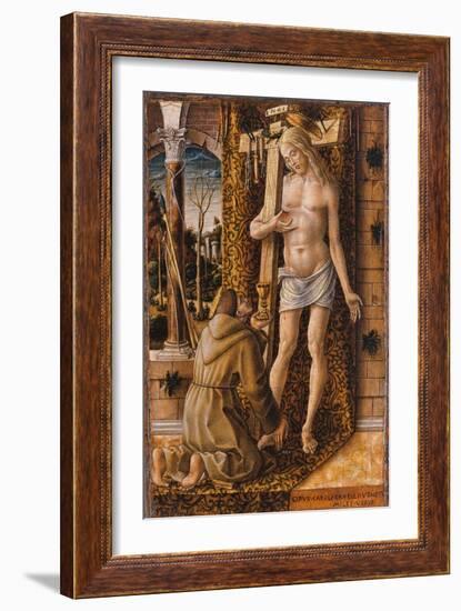Saint Francis Catches the Blood of Christ from the Wounds, 1480-1490-Carlo Crivelli-Framed Giclee Print