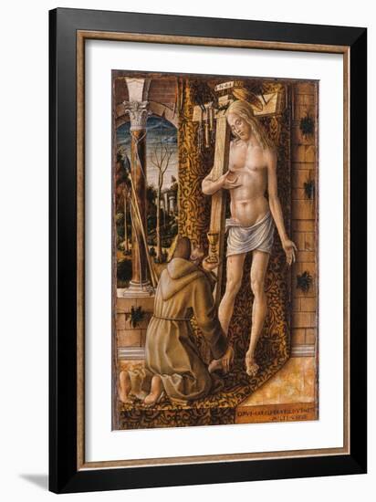 Saint Francis Catches the Blood of Christ from the Wounds, 1480-1490-Carlo Crivelli-Framed Giclee Print