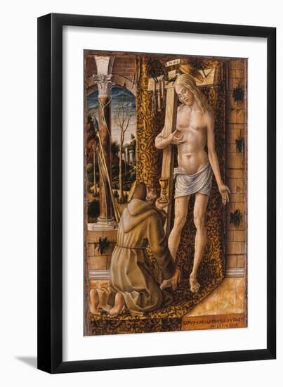 Saint Francis Catches the Blood of Christ from the Wounds, 1480-1490-Carlo Crivelli-Framed Giclee Print