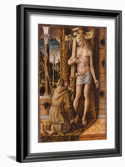 Saint Francis Catches the Blood of Christ from the Wounds, 1480-1490-Carlo Crivelli-Framed Giclee Print