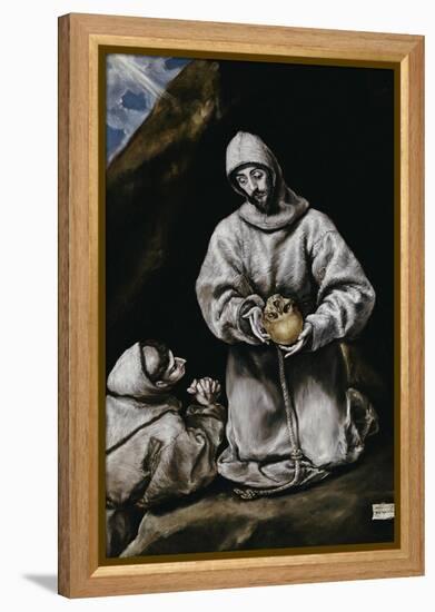 Saint Francis Contemplating a Skull with Brother Leo-El Greco-Framed Premier Image Canvas