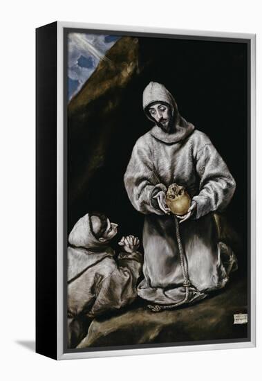 Saint Francis Contemplating a Skull with Brother Leo-El Greco-Framed Premier Image Canvas