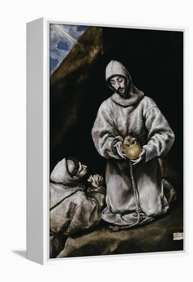 Saint Francis Contemplating a Skull with Brother Leo-El Greco-Framed Premier Image Canvas