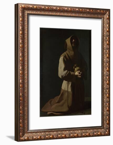 Saint Francis in Meditation, 1635-1640-Francisco de Zurbarán-Framed Premium Giclee Print