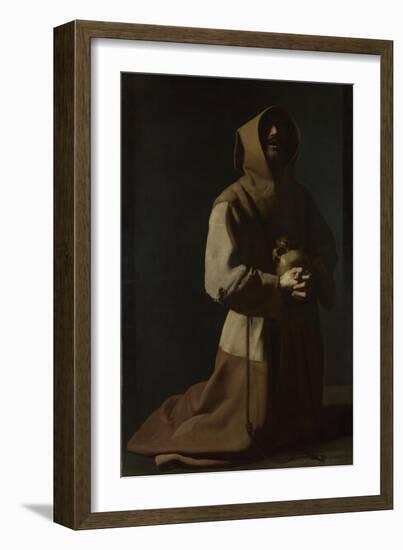 Saint Francis in Meditation, 1635-1640-Francisco de Zurbarán-Framed Premium Giclee Print