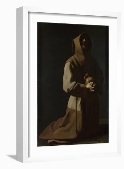 Saint Francis in Meditation, 1635-1640-Francisco de Zurbarán-Framed Premium Giclee Print