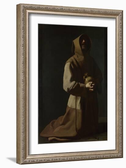 Saint Francis in Meditation, 1635-1640-Francisco de Zurbarán-Framed Giclee Print