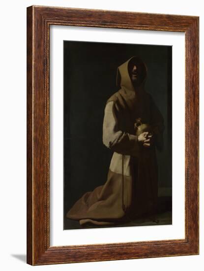 Saint Francis in Meditation, 1635-1640-Francisco de Zurbarán-Framed Giclee Print