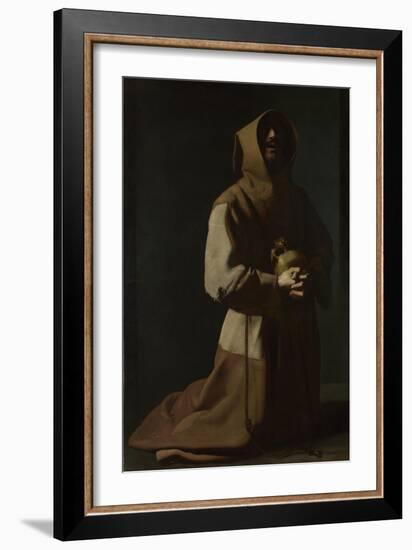 Saint Francis in Meditation, 1635-1640-Francisco de Zurbarán-Framed Giclee Print