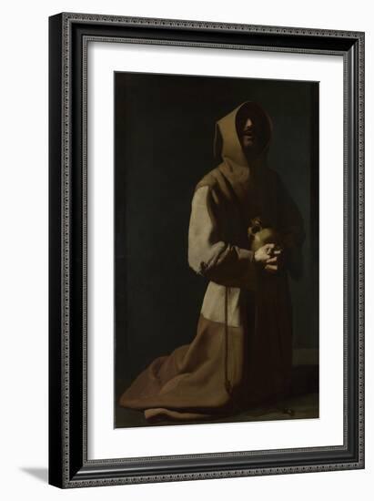 Saint Francis in Meditation, 1635-1640-Francisco de Zurbarán-Framed Giclee Print