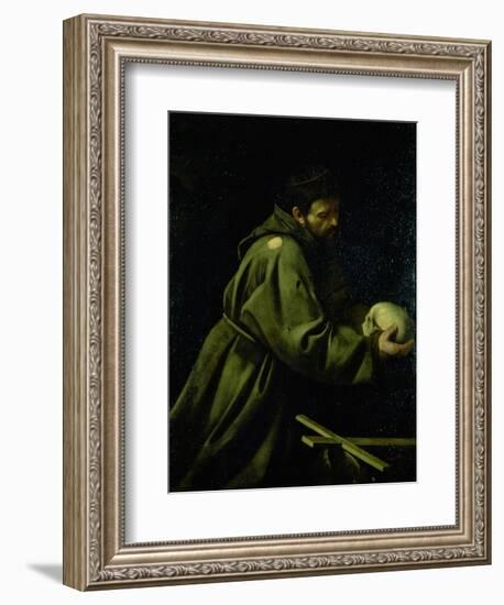Saint Francis in Meditation-Caravaggio-Framed Giclee Print