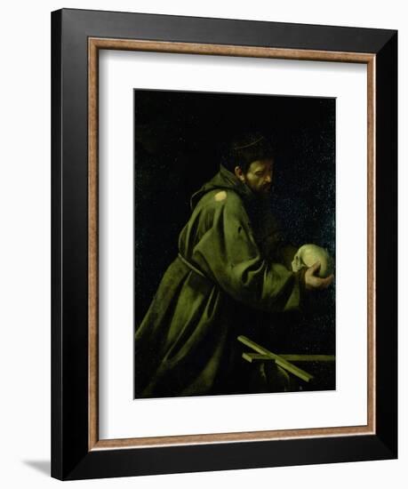 Saint Francis in Meditation-Caravaggio-Framed Giclee Print