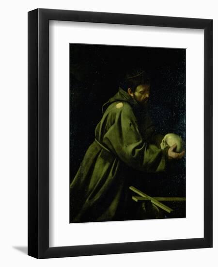 Saint Francis in Meditation-Caravaggio-Framed Giclee Print