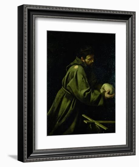 Saint Francis in Meditation-Caravaggio-Framed Giclee Print