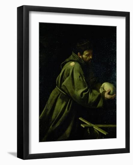 Saint Francis in Meditation-Caravaggio-Framed Giclee Print