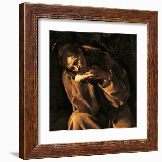 Saint Francis in Prayer-Caravaggio-Framed Art Print