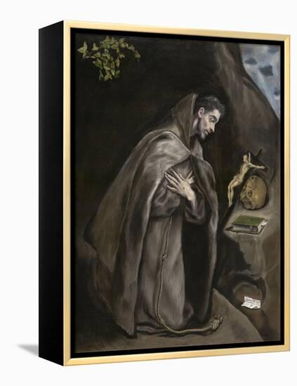 Saint Francis Kneeling in Meditation, 1595-1600-El Greco-Framed Premier Image Canvas