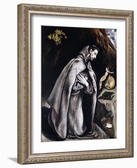 Saint Francis Kneeling in Meditation-El Greco-Framed Giclee Print