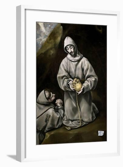 Saint Francis of Assisi and Brother Leo Meditating on Death, 1600-14-El Greco-Framed Giclee Print
