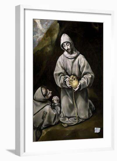 Saint Francis of Assisi and Brother Leo Meditating on Death, 1600-14-El Greco-Framed Giclee Print