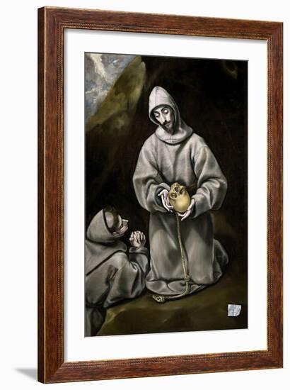 Saint Francis of Assisi and Brother Leo Meditating on Death, 1600-14-El Greco-Framed Giclee Print