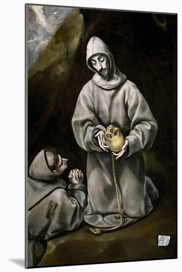 Saint Francis of Assisi and Brother Leo Meditating on Death, 1600-14-El Greco-Mounted Giclee Print